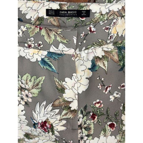 ZARA COLLECTION GRAY WHITE FLORAL STRAIGHT DRESS PANTS S BLOGGER FAV RARE - Picture 12 of 14